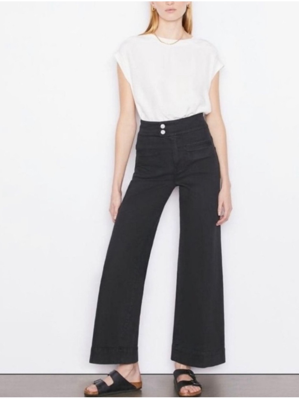 Frame Le Hardy Wide Leg Jeans Black Sz 31